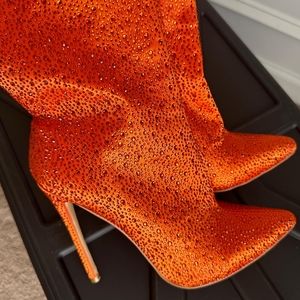 Orange "Bling" Stilleto Half Boots